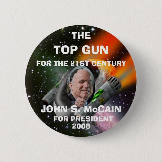 TOP GUN MCCAIN 2 INCH ROUND BUTTON (Front)