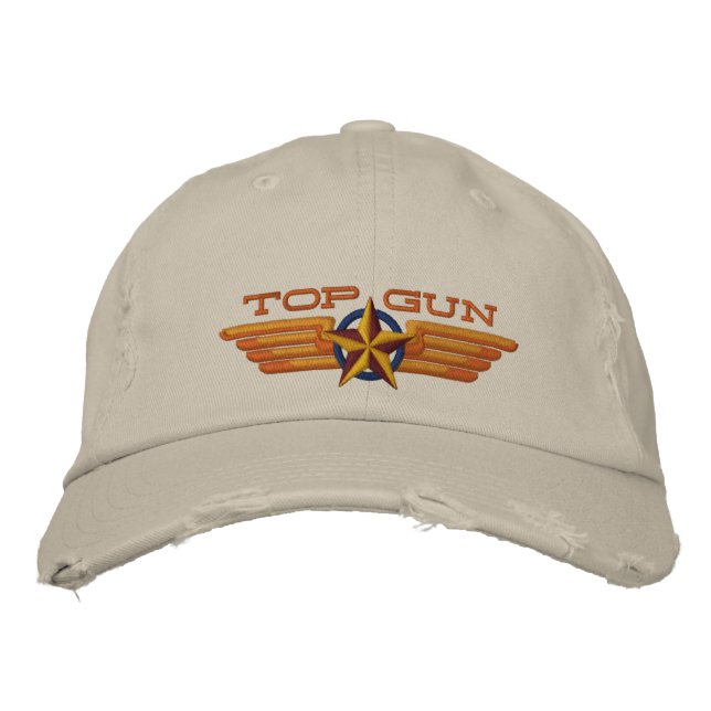 Top Gun Star Badge Pilot Wings Embroidered Hat (Front)