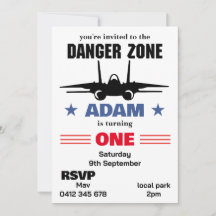 Top Gun Thème Anniversaire Invitation