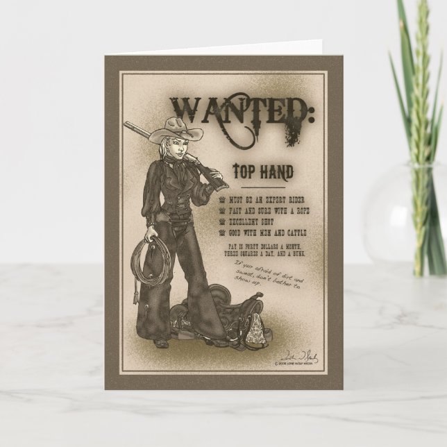 Top Hand Cowgirl Greeting Card (Front)