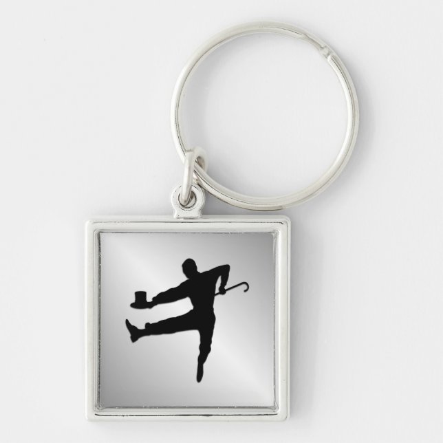 Top Hat and Cane Tap Dancer Keychain (Front)