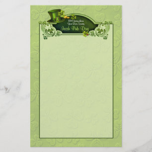 Top Hat and Shamrocks - Customize Stationery