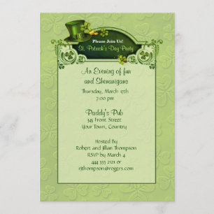 Top Hat and Shamrocks Invitation - Customize
