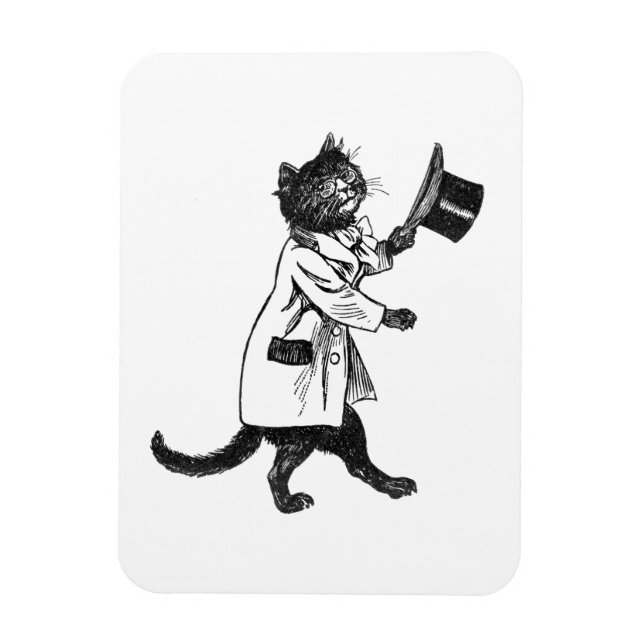 Top Hat Cat Vintage Art Flexi Magnet (Vertical)