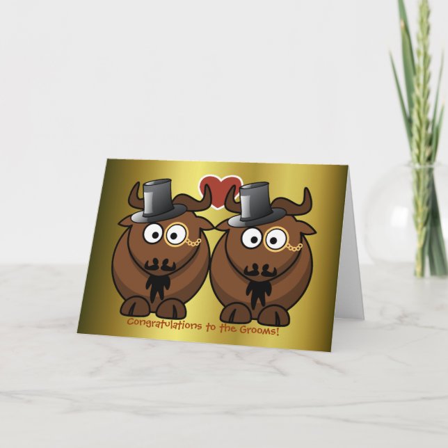 Top Hat Gnu Gay Wedding Card for Grooms (Front)