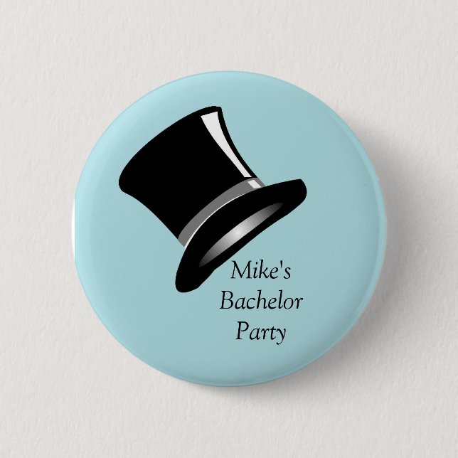 Top Hat on Blue 2 Inch Round Button (Front)