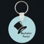 Top Hat on Blue Keychain<br><div class="desc">The classic symbol of style,  this black top hat on a blue background will be great for all the groom's correspondence,  and for the bachelor party gifts!  Love it!</div>