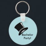 Top Hat on Blue Keychain<br><div class="desc">The classic symbol of style, this black top hat on a blue background will be great for all the groom's correspondence, and for the bachelor party gifts! Love it!</div>