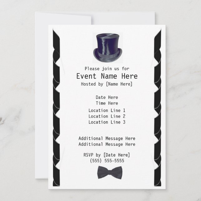 Top Hat Party Invites (Front)