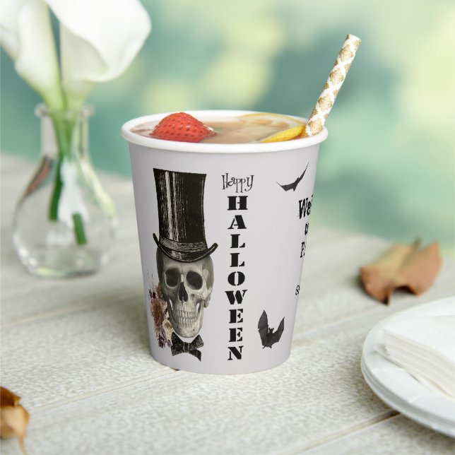 Top Hat Skull Halloween Party Paper Cups (Insitu)