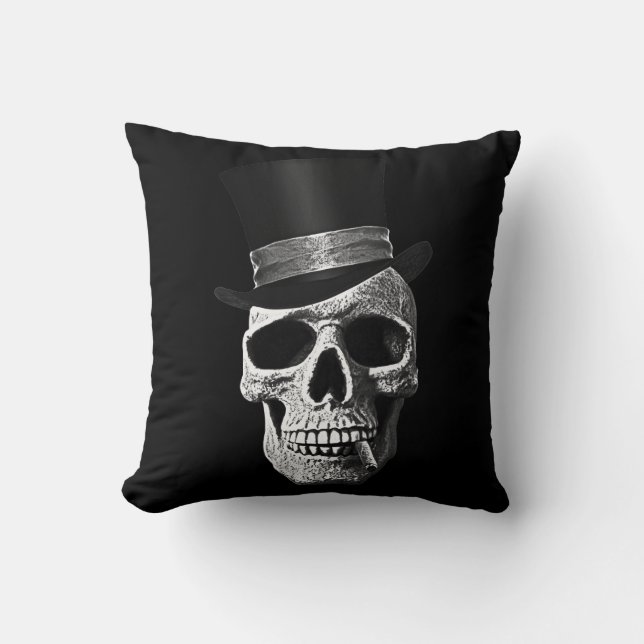 Top hat skull throw pillow (Front)