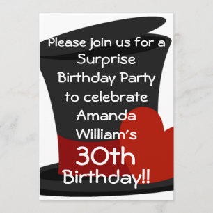 Top Hat Surprise Invitation de fête d'anniversaire