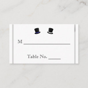 Top Hats and Bow Ties Blue Gay Wedding Place Cards