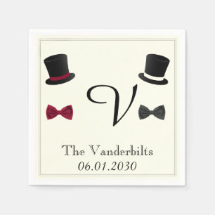 Top Hats and Bow Ties Gay Monogram Wedding Napkin