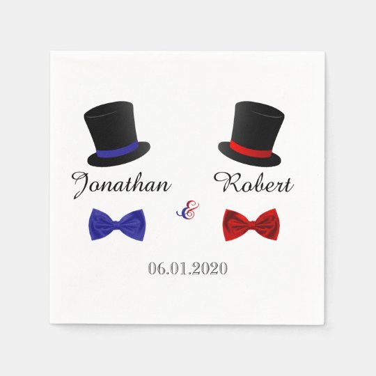 Top Hats and Bow Ties Gay Red Blue Wedding Napkin Disposable Napkin