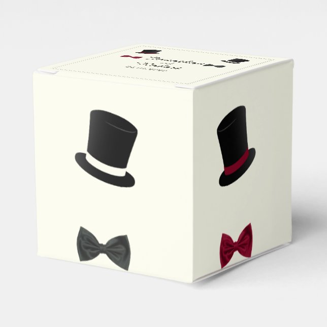 Top Hats and Bow Ties Gay Wedding Favour Box (Front Side)