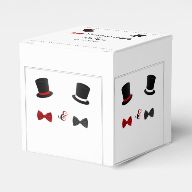 Top Hats and Bow Ties Gay Wedding Favour Box (Front Side)