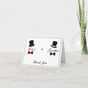 Top Hats and Bow Ties Gay Wedding Thank You Card