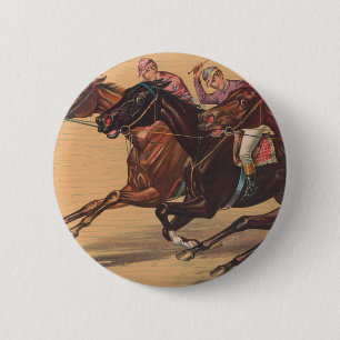TOP Horse and Jockey 2 Inch Round Button