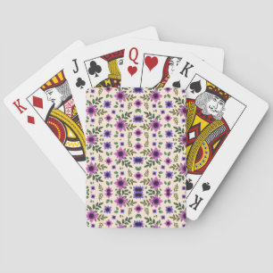 Top image shows cards with a floral back and face