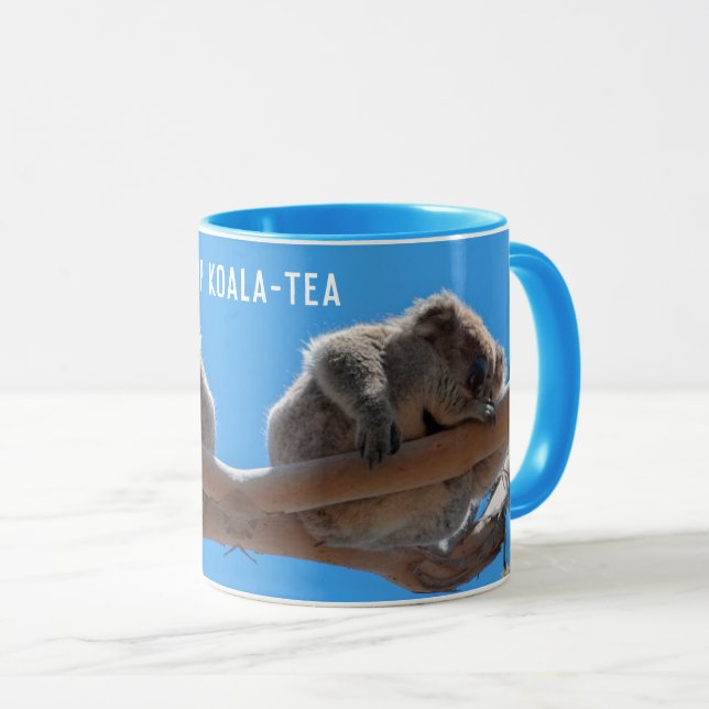 Top Koala-Tea Funny Blue Animal Mug (Front Right)