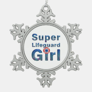 TOP Lifeguard Girl Snowflake Pewter Christmas Ornament
