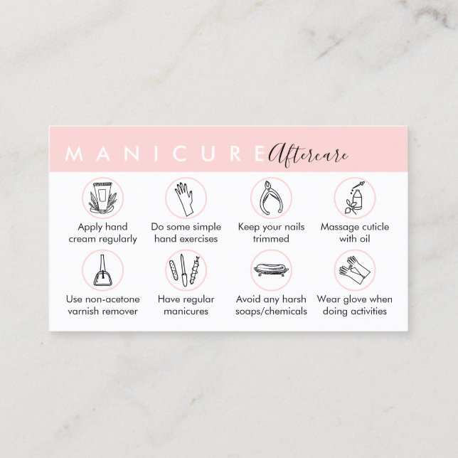 Top manicure aftercare tips business card (Back)