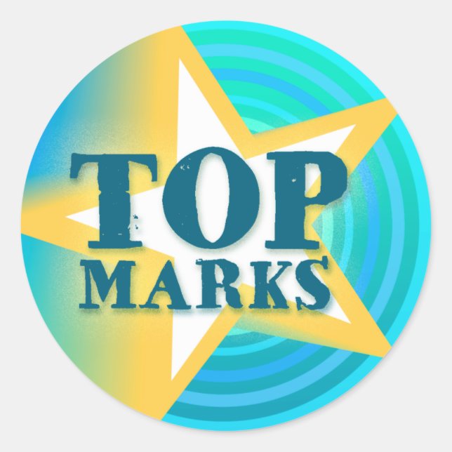 Top marks star sticker praise blue/green (Front)