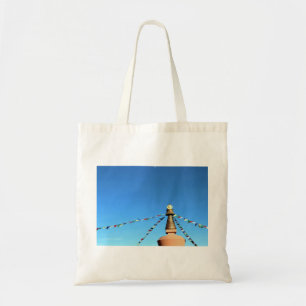 Top of Buddhist Stupa with prayer flags Tote Bag
