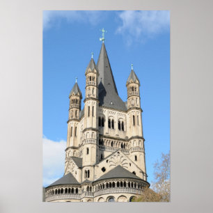 Top of church of Gross St. Martin in Koeln Poster