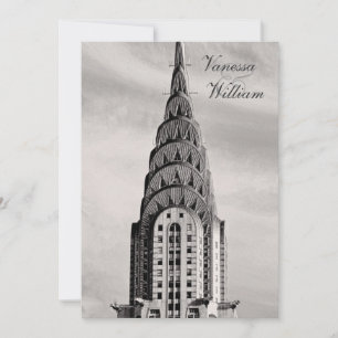 Top of the Chrysler Building NYC BW Wedding Invite