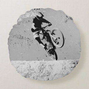  Top of the Mountain - Mountain Biker  Round Pillow