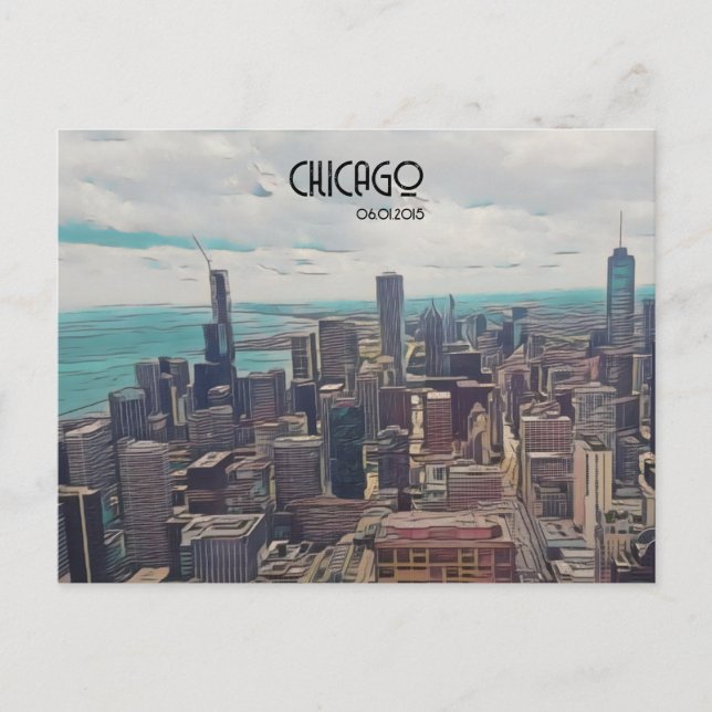 Top of the World, Chicago, Customizable Date  Postcard (Front)