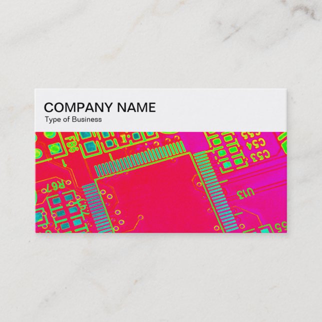 Top Panel - Colourful Abstract Circuitry Business  Business Card (Front)