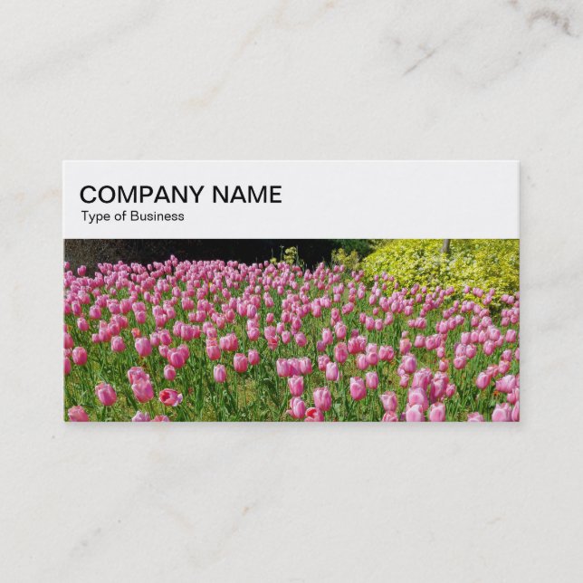 Top Panel - Pink Tulips Business Card (Front)
