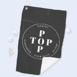 Top Pop Father Dad Personalized Family Name Golf Towel<br><div class="desc">Show your father,  dad or grandfather how much you appreciate them with this cute Top Pop modern typography design.
Perfect for Father's Day,  birthdays and any other day!
Change the father and kid's names to customize.</div>