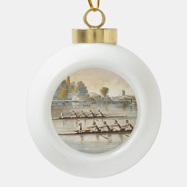TOP Rowing Ceramic Ball Christmas Ornament (Front)