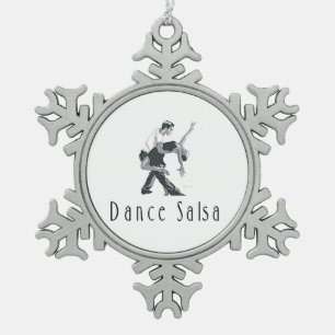 TOP Salsa Dance Snowflake Pewter Christmas Ornament