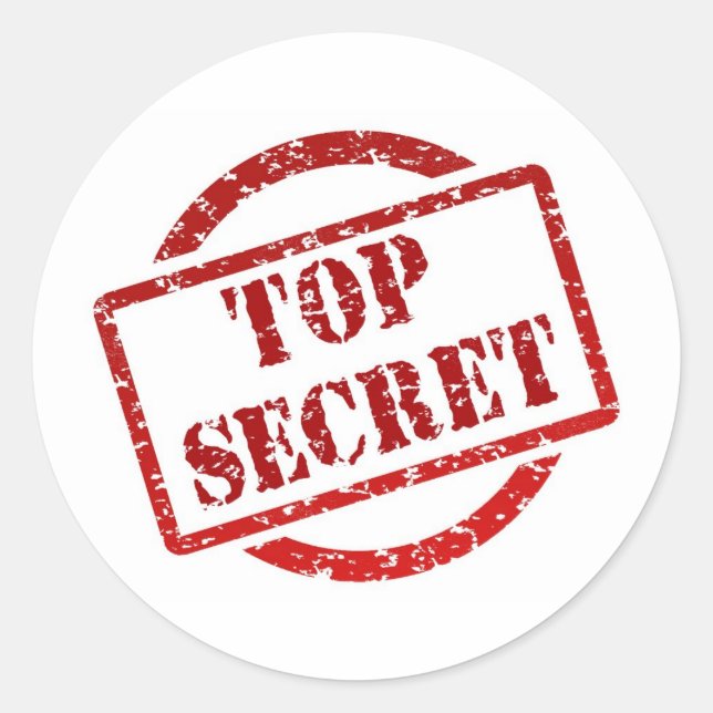 Top Secret Classic Round Sticker (sheet of 20) (Front)