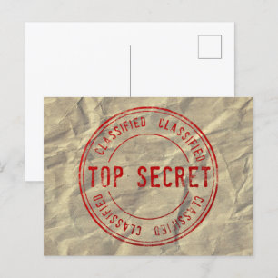 Top Secret Classifed on Wrinkled Kraft Paper Postcard