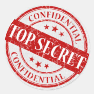 Top Secret Confidential Stamp White Linen Red Classic Round Sticker
