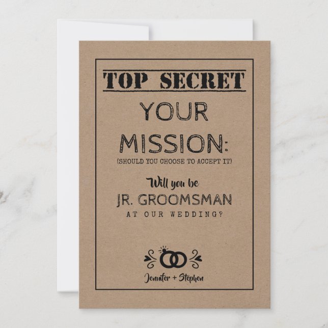 Top Secret Mission - Junior Groomsman Proposal Invitation (Front)