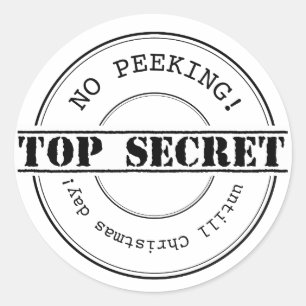 Top Secret No peeking Christmas sticker