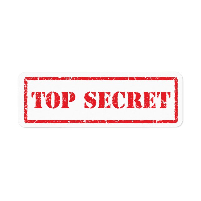 Top secret red distressed label (Front)