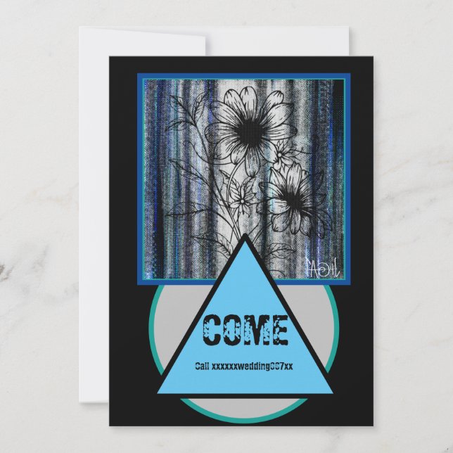 Top Secret Wedding Black and Blue Invitation (Front)