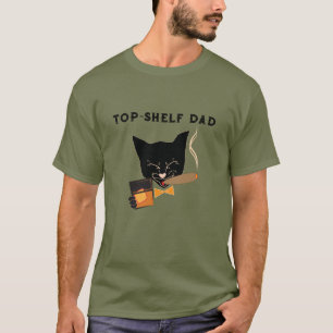 Top-Shelf Dad with Sophisticated Cat T-Shirt