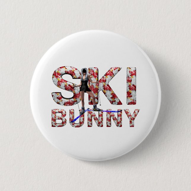 TOP Ski Bunny 2 Inch Round Button (Front)