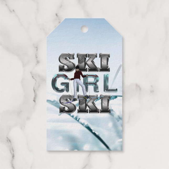 TOP Ski Girl Ski Gift Tags (Back)