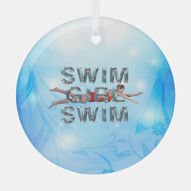 TOP Swim Girl Swim Glass Ornament (Front)