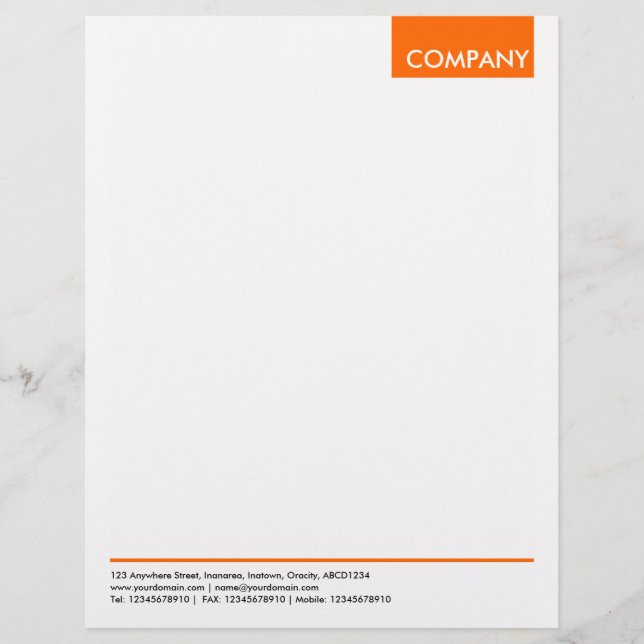 Top Tag - Orange Letterhead (Front)